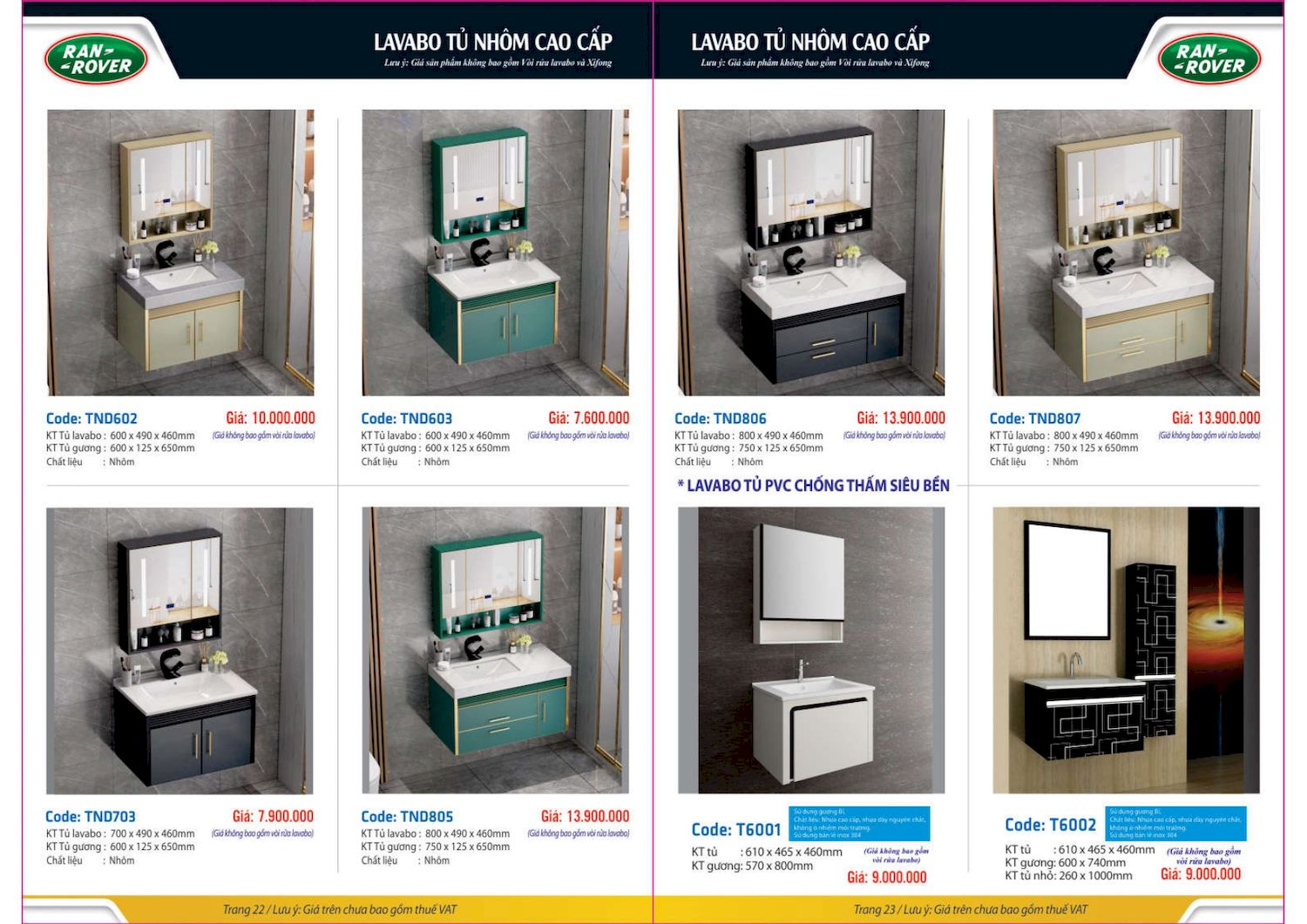 Thiết bị vệ sinh RANROVER Catalogue và Bảng giá mới nhất /Page 12